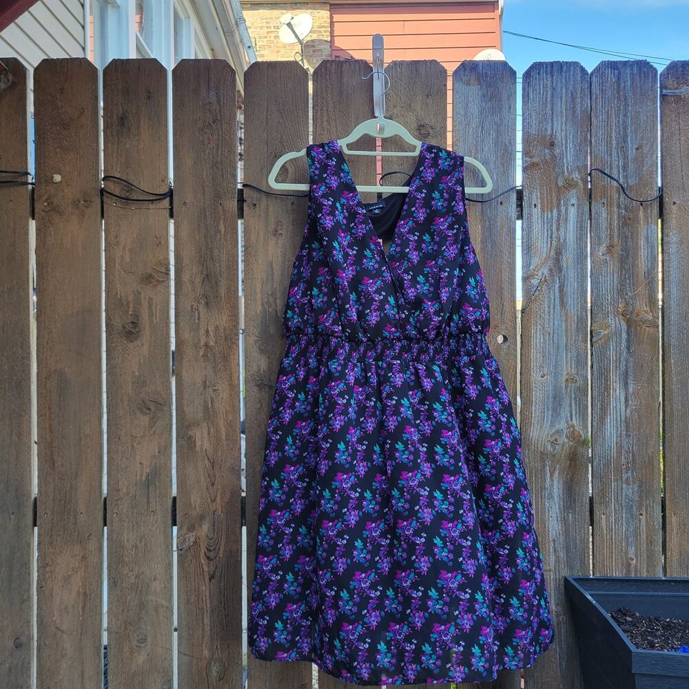 Torrid Black Purple Blue Floral Dress Size 3